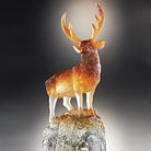 LIULI Crystal Art Crystal Taiwan Sambar Deer - "Auspicious Summit"