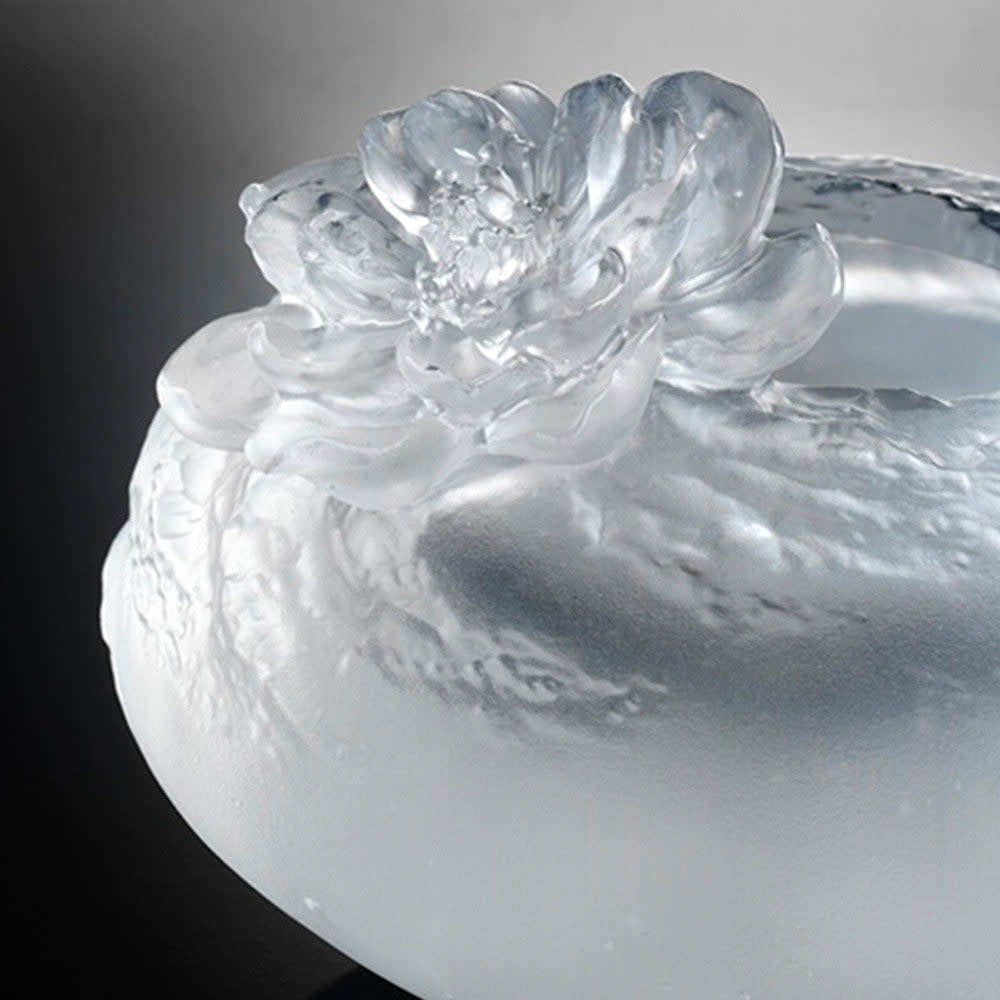 LIULI Crystal Art Crystal Flower, Peach Blossom, "A Fresh and Wonderful Blessing"