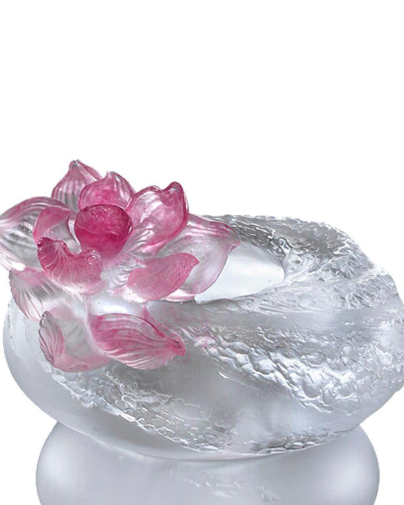 LIULI Crystal Art Crystal Lotus Sculpture, "A Fresh and Wonderful Blessing"