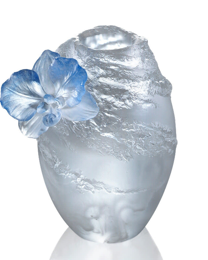 LIULI Crystal Art Crystal Flower, Butterfly Orchid, "A Fresh and Wonderful Blessing"