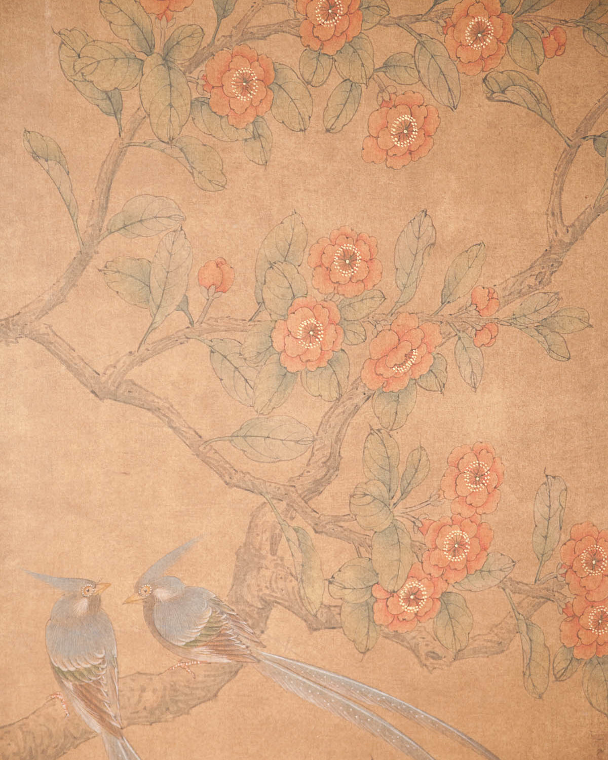 Lawrence & Scott Sung Tze-Chin "Joyous Spring" Ink on Silk 4-Panel Screen (6 ft x 6 ft)