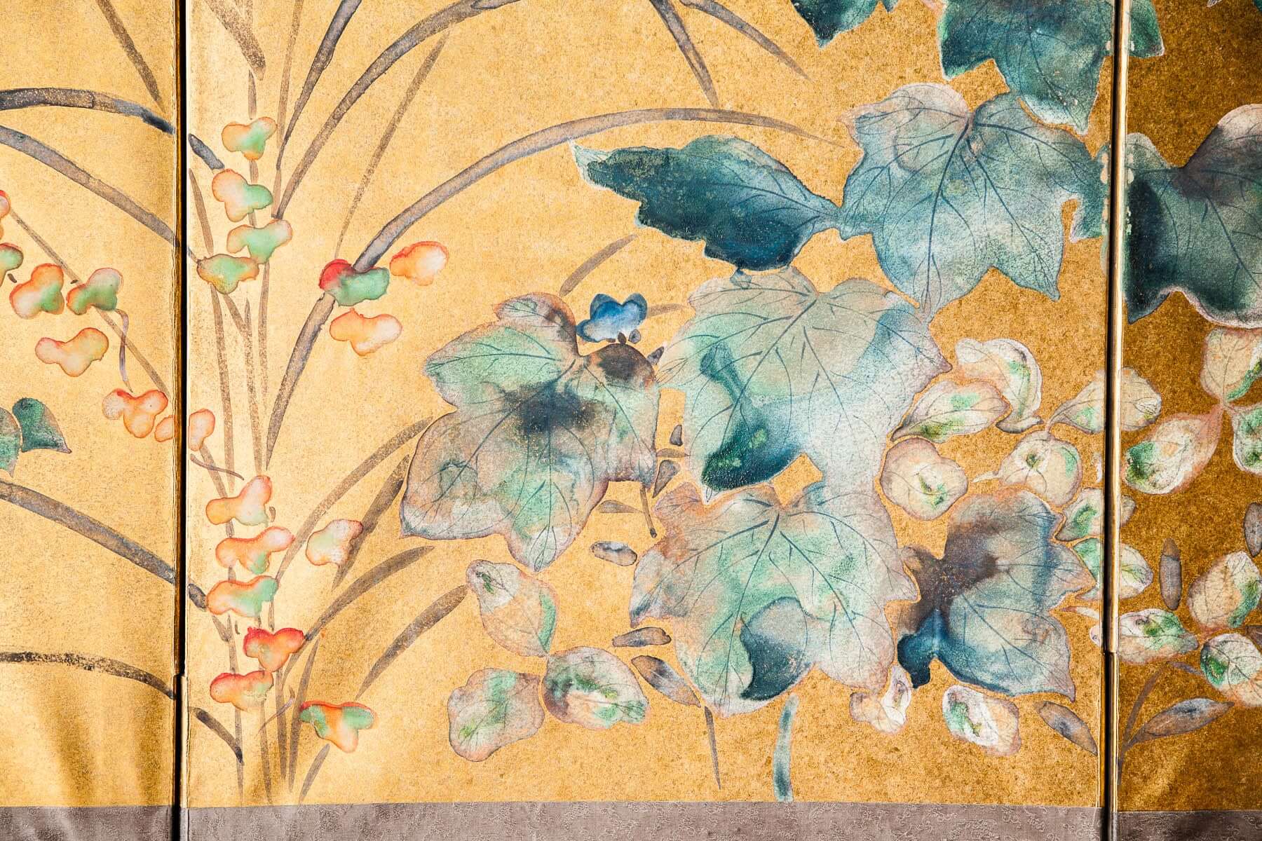 Lawrence & Scott " Twilight Garden" by Sung Tze-Chin on gold foil 4-Panel Screen