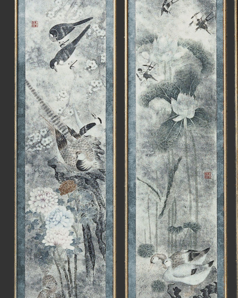 Lawrence & Scott 'Four Seasons'' with blue border Panel Set