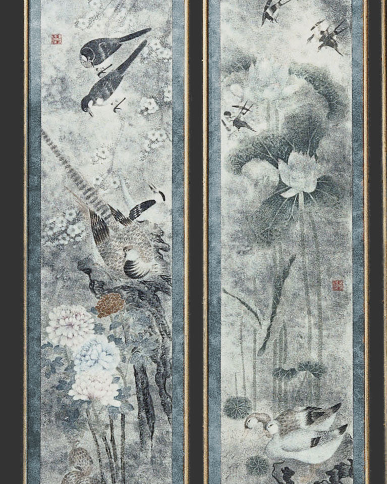 Lawrence & Scott 'Four Seasons'' with blue border Panel Set
