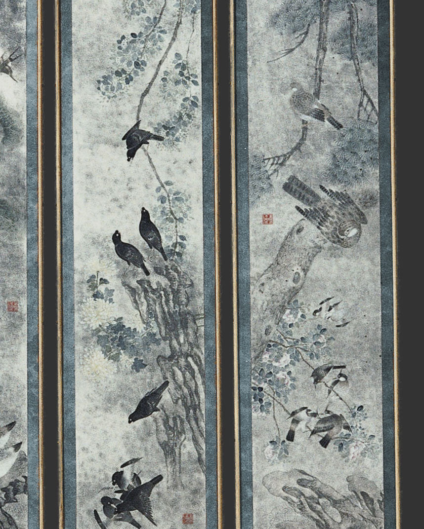 Lawrence & Scott 'Four Seasons'' with blue border Panel Set