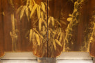 Lawrence & Scott Double-Sided Leather Wisteria & Bamboo Scene 6-Panel Room Divider Screen in Mahogany