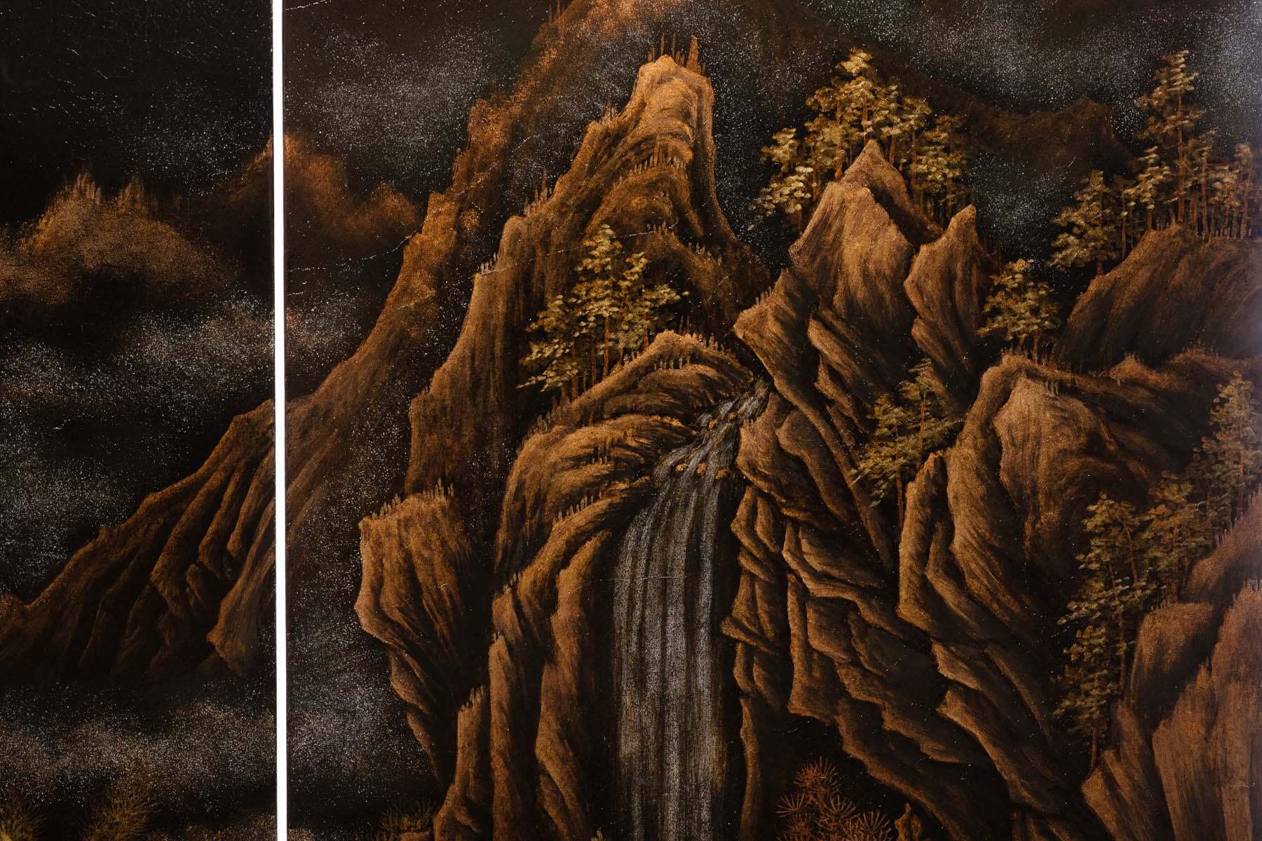 Lawrence & Scott "City of Guilin" Leather on Wood 4-Panel Screen/Room Divider