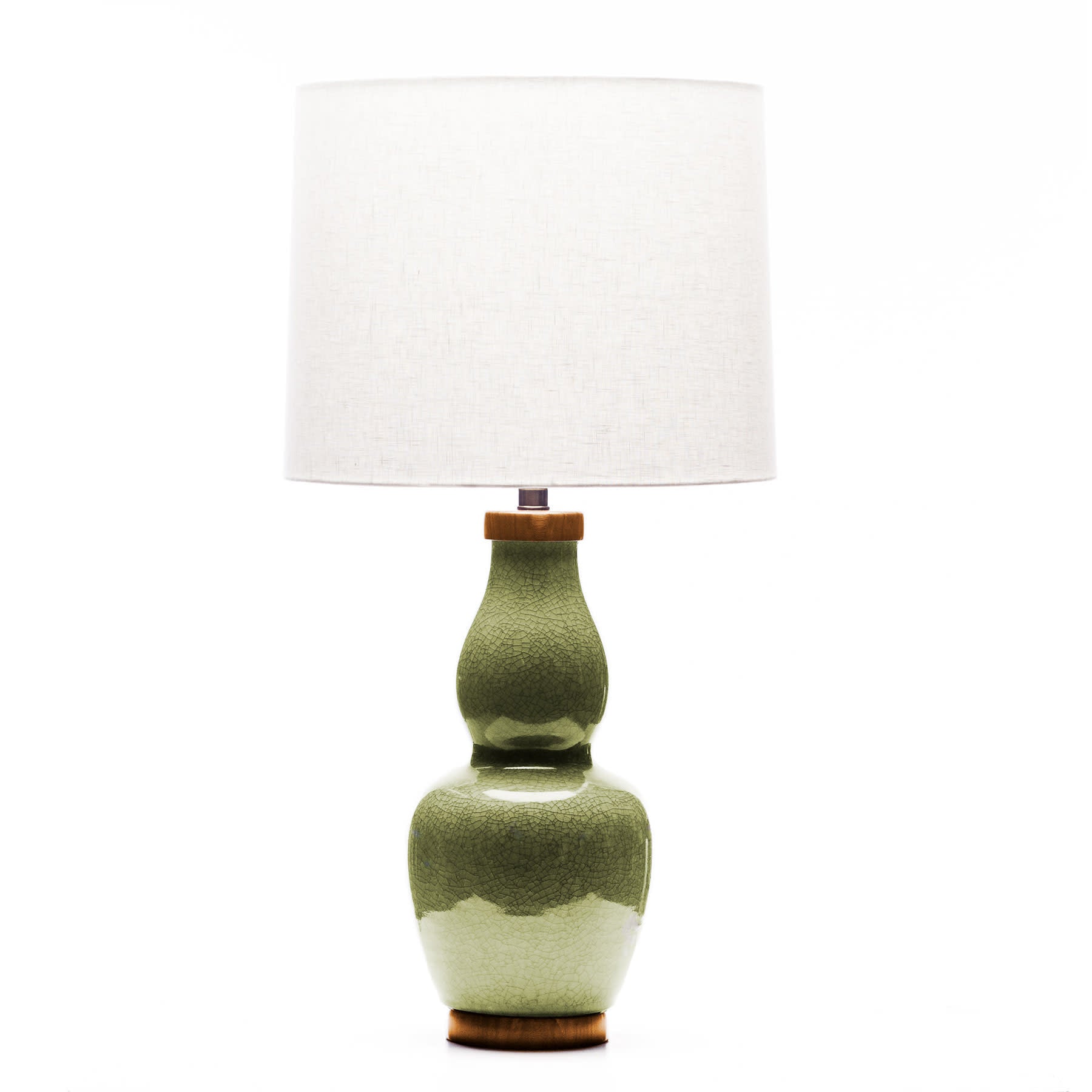 Lawrence & Scott Scarlett Table Lamp in Celadon Crackle with Sapele Base