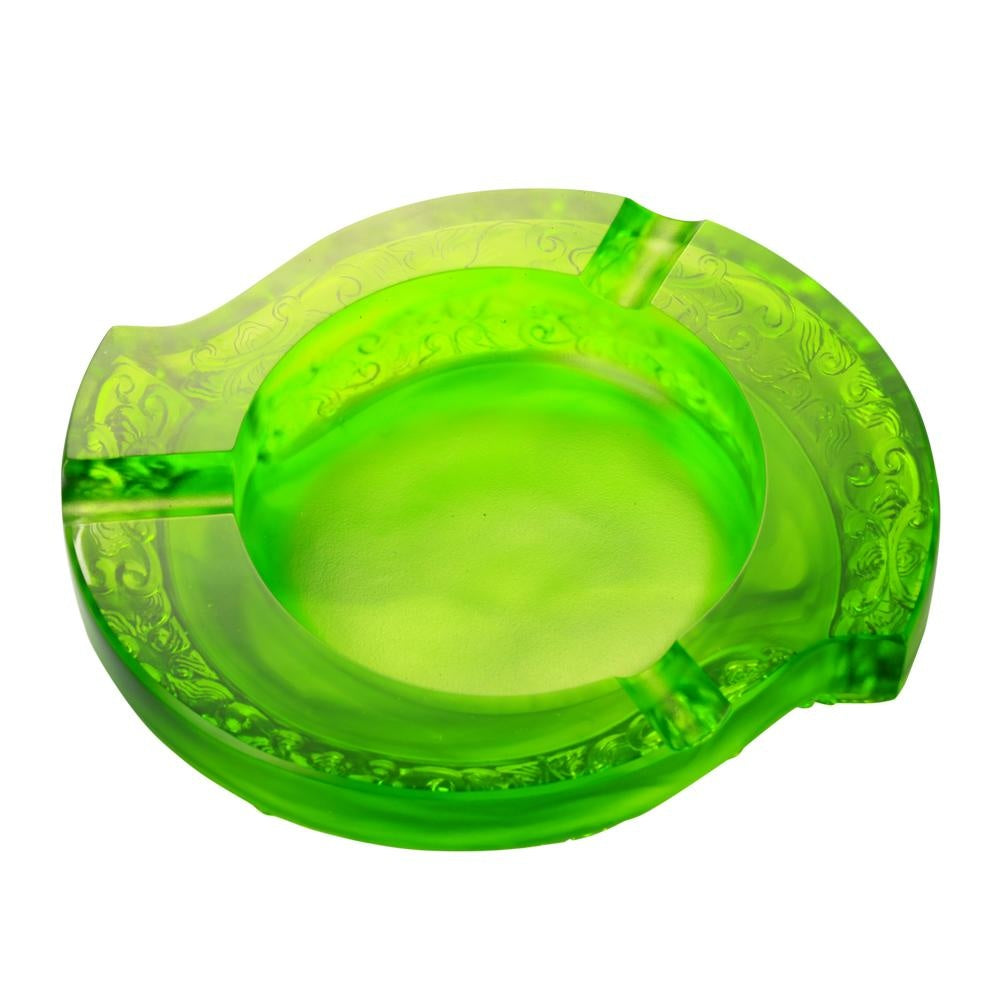 LIULI Crystal Art Crystal Smoke Plume Dance Ashtray in Clear Green