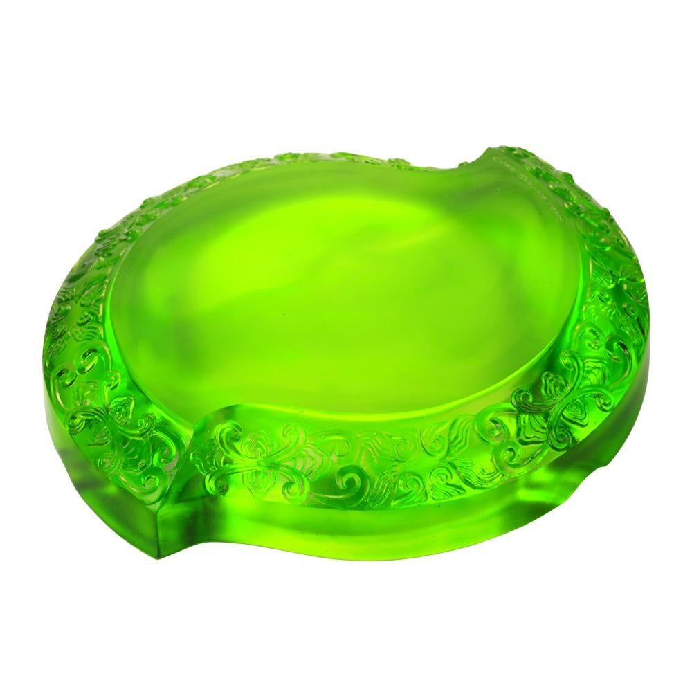 LIULI Crystal Art Crystal Smoke Plume Dance Ashtray in Clear Green