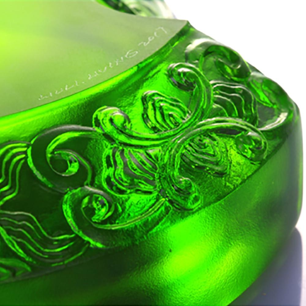 LIULI Crystal Art Crystal Smoke Plume Dance Ashtray in Clear Green