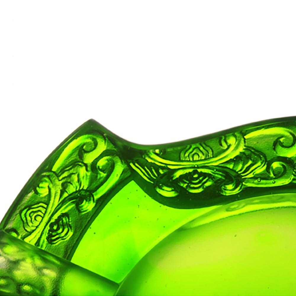LIULI Crystal Art Crystal Smoke Plume Dance Ashtray in Clear Green