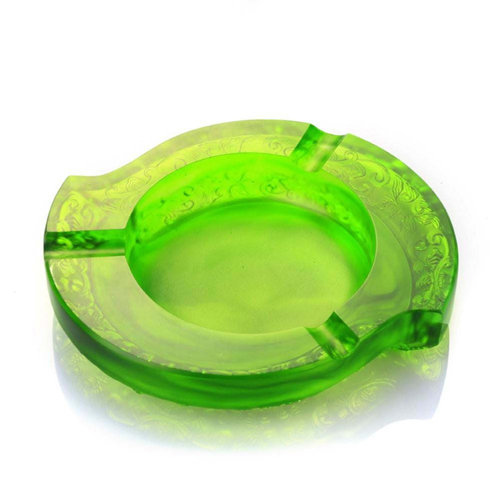 LIULI Crystal Art Crystal Smoke Plume Dance Ashtray in Clear Green