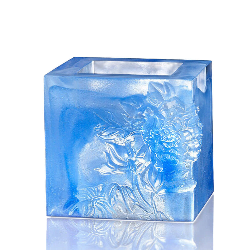 LIULI Crystal Art Crystal Peony Candle Holder, Votive Candleholder, "Heavenly Splendor"