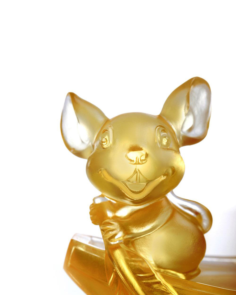 LIULI Crystal Art Crystal Mouse, Piggy Bank, Year of the Rat, "Aboard the Auspicious Ship"