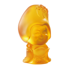LIULI Crystal Art Crystal Mini Woman Figurine, The Beauty of Tang Dynasty-Thoughtful Beauty, Light Amber