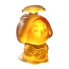 LIULI Crystal Art Crystal Mini Woman Figurine, The Beauty of Tang Dynasty-Celebration of a Strong Woman, Light Amber
