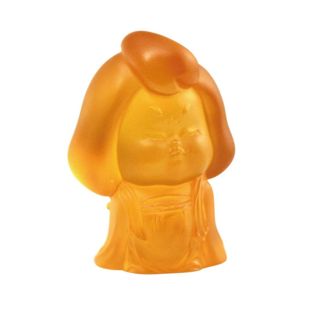 LIULI Crystal Art Crystal Mini Woman Figurine, The Beauty of Tang Dynasty-My Ideal Type, Light Amber