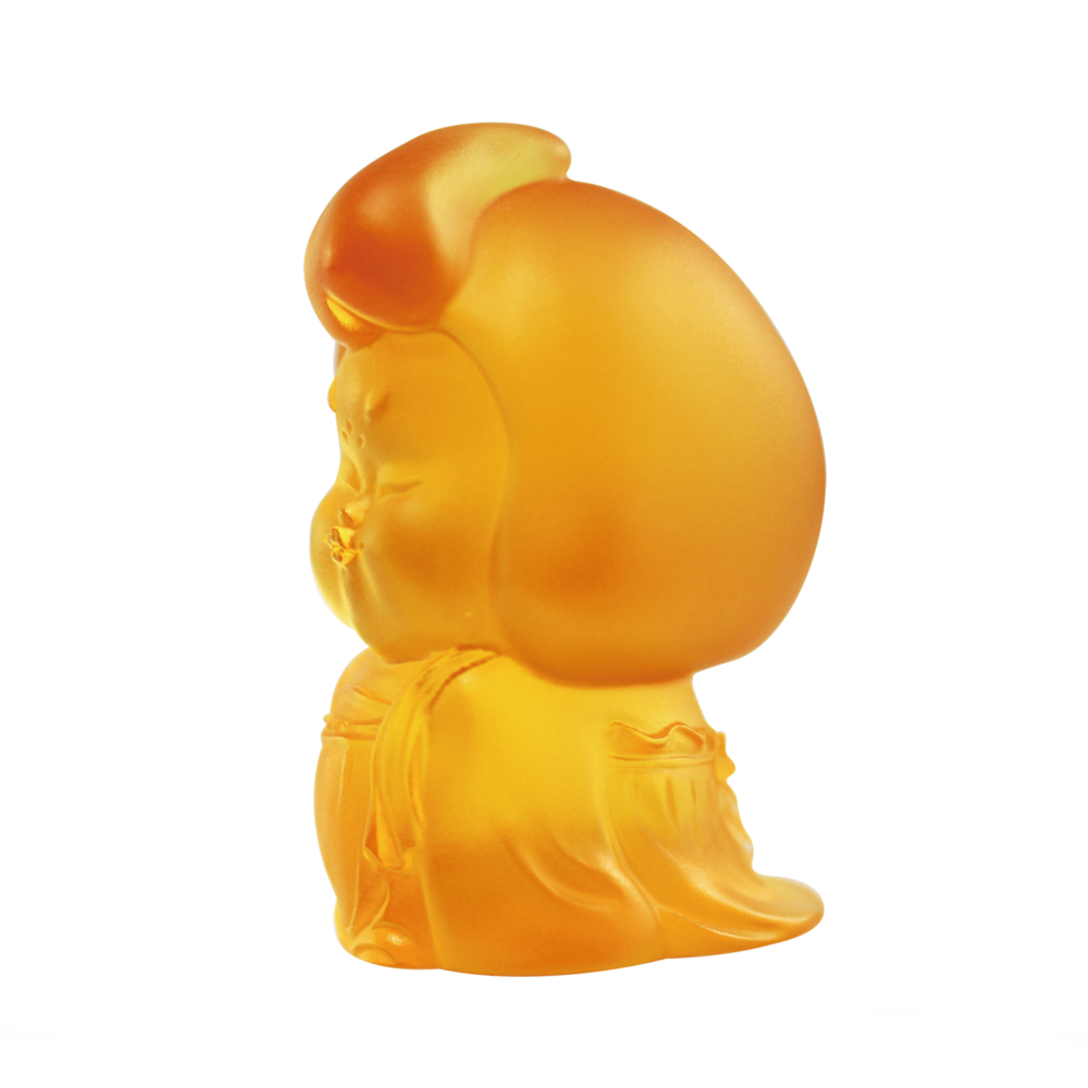 LIULI Crystal Art Crystal Mini Woman Figurine, The Beauty of Tang Dynasty-My Ideal Type, Light Amber