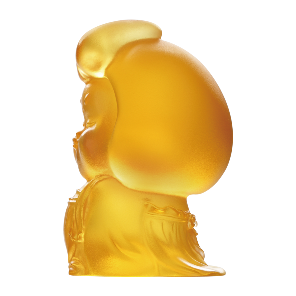 LIULI Crystal Art Crystal Mini Woman Figurine, The Beauty of Tang Dynasty-My Ideal Type, Light Amber