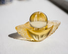 LIULI Crystal Art Crystal Paperweight "As the good world turns" Feng Shui Sculpture in Light Amber
