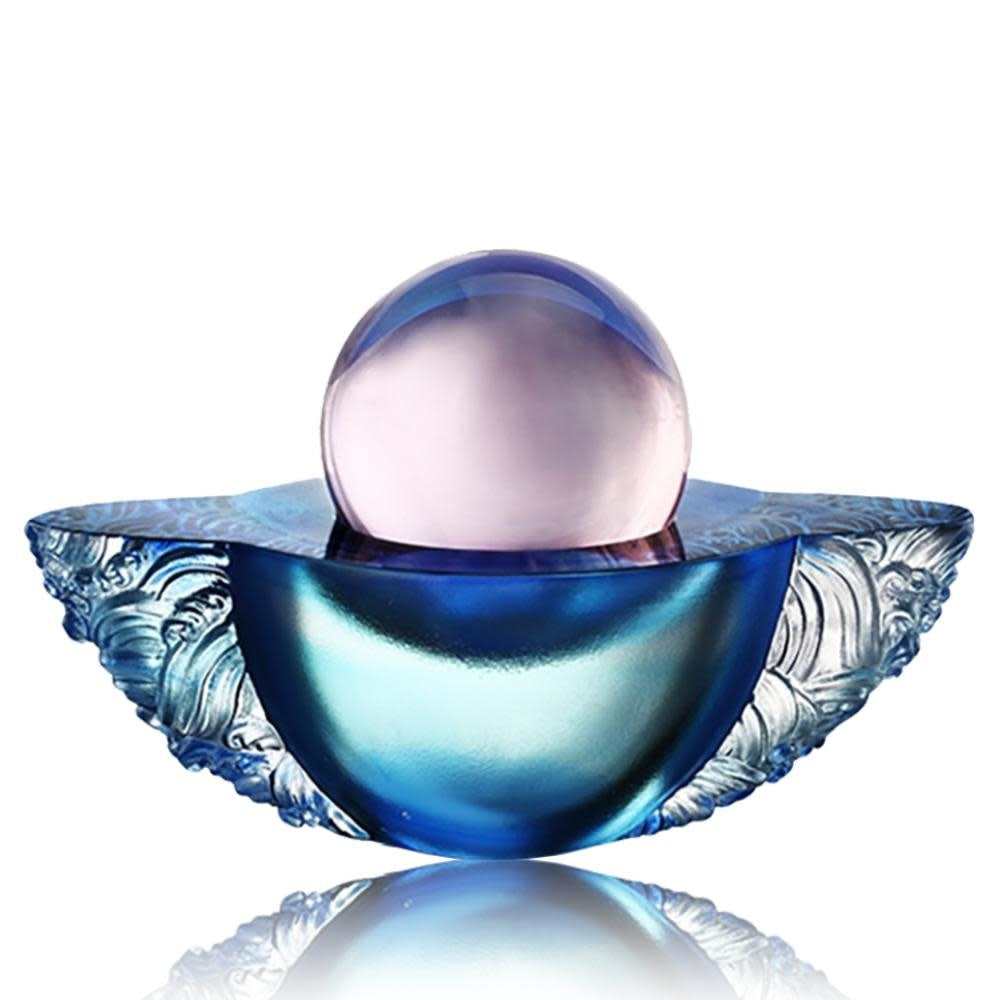 LIULI Crystal Art Crystal Paperweight "As the good world turns" Feng Shui Sculpture in Blue