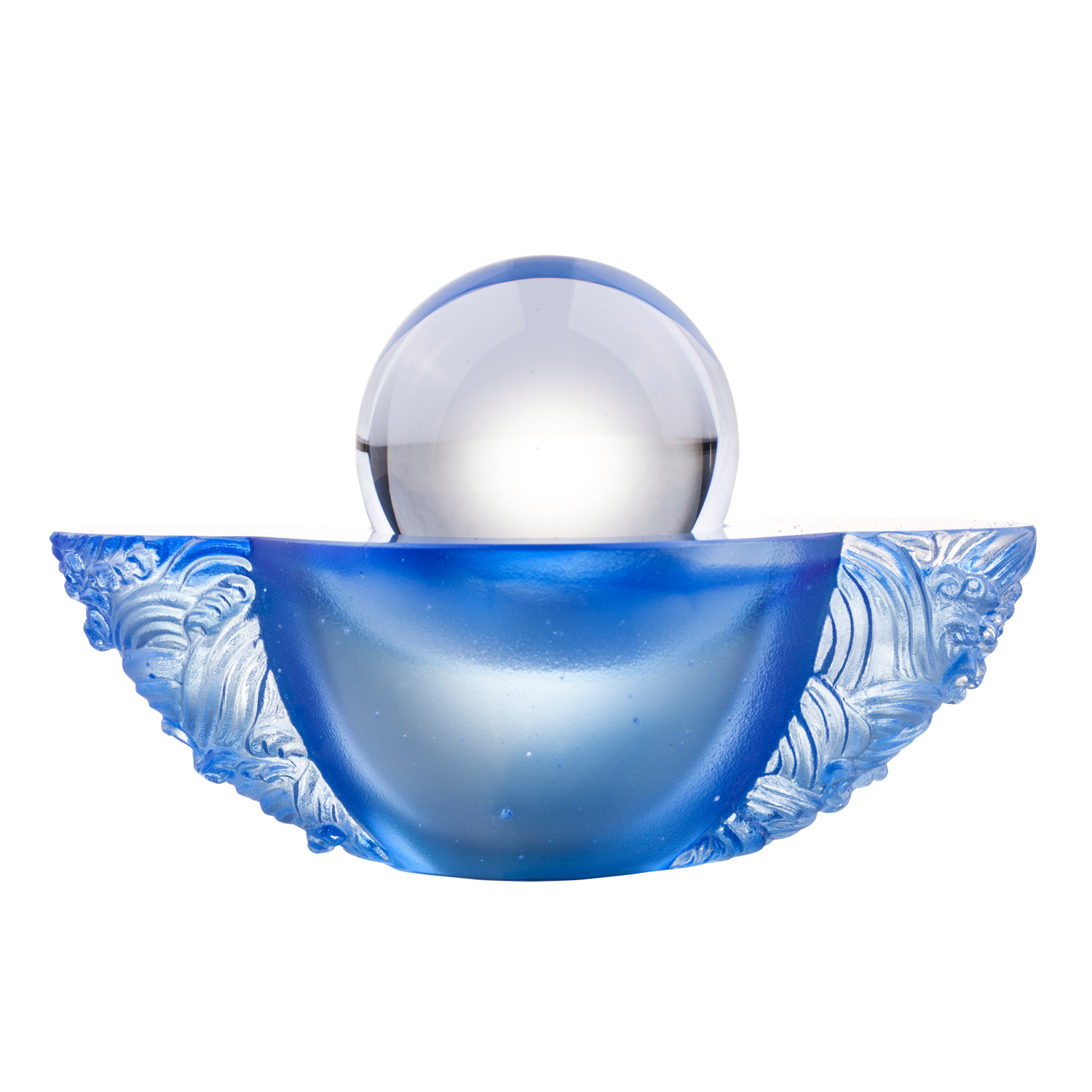 LIULI Crystal Art Crystal Paperweight "As the good world turns" Feng Shui Sculpture in Blue