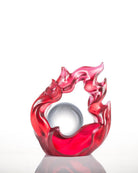 LIULI Crystal Art Crystal Fire Feng Shui Sculpture, As The Good World Turns - Glorious Turning of Ruyi