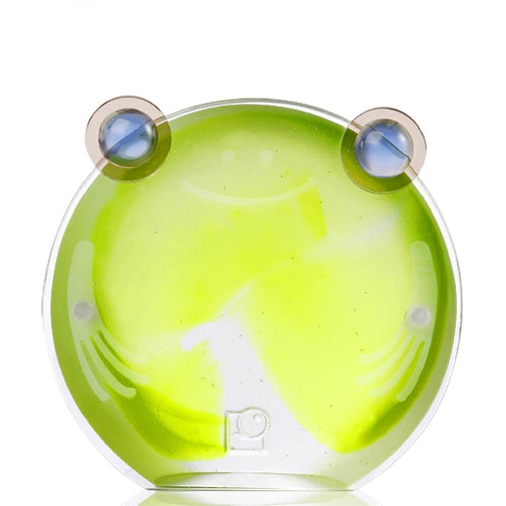 LIULI Crystal Art Crystal Chubby Frog Magnetic Photo Holder, Green Clear