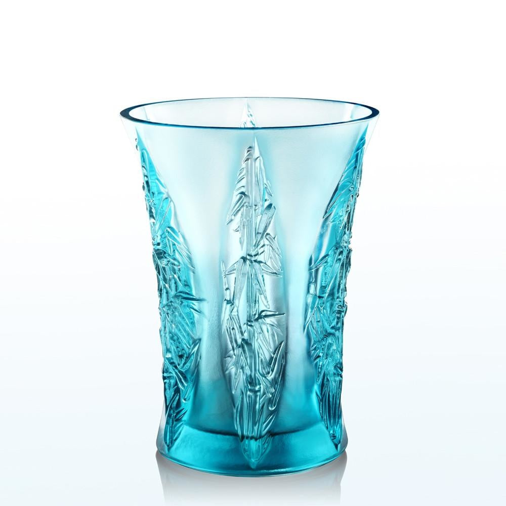 LIULI Crystal Art Crystal Floral Vase, "In the Presence of Spring-Lovely Bamboo Shadows"