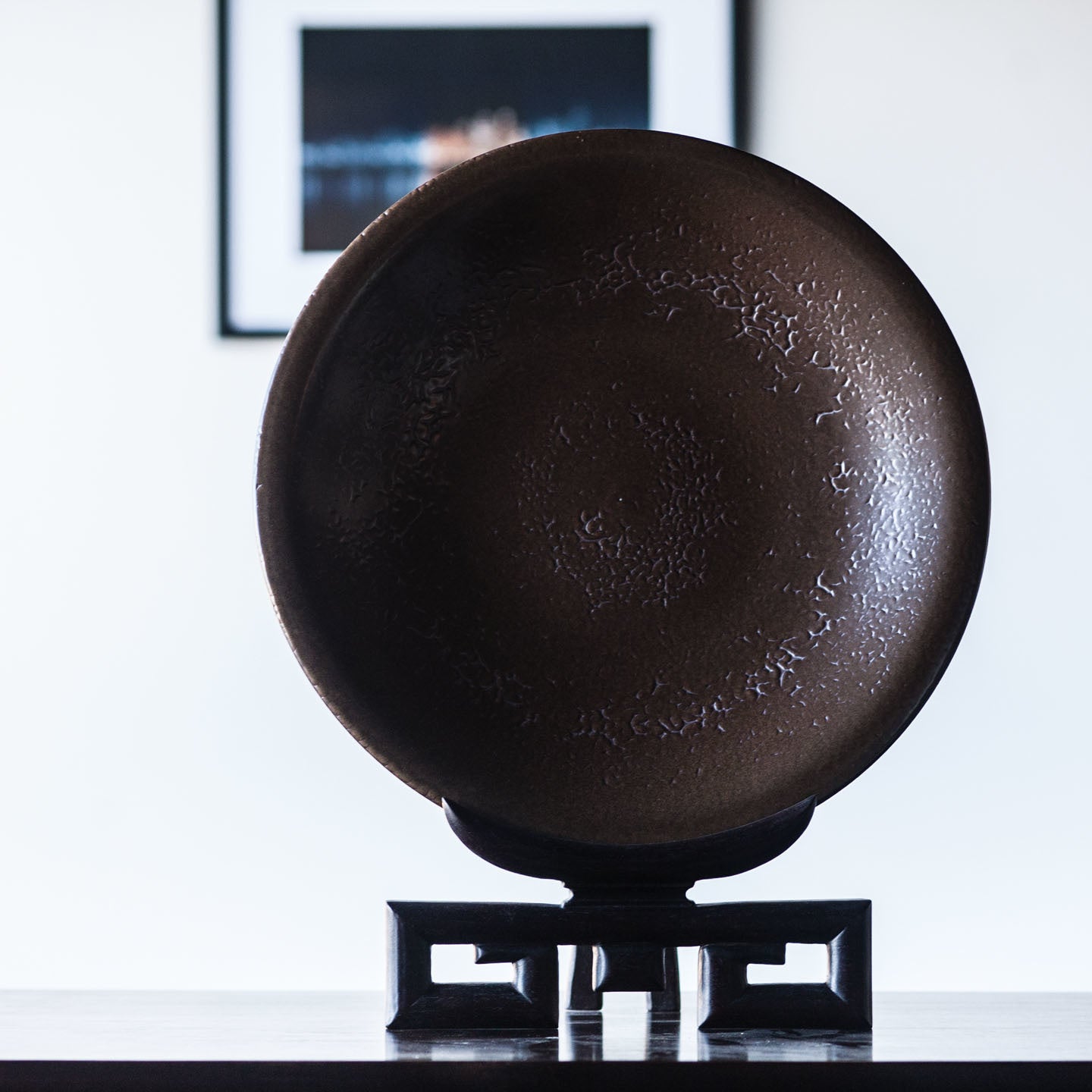 Lawrence & Scott Haruko - Large Porcelain Charger on Hongmu Stand (Latte)