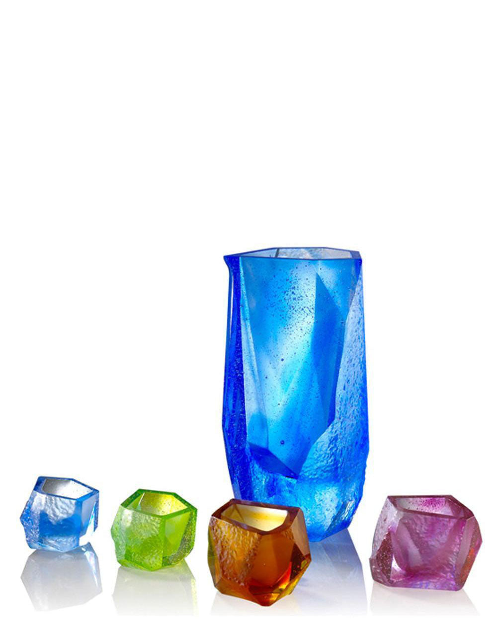 LIULI Crystal Art Crystal Sake Glass and Jar "Our Secret" Set of 5