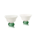 LIULI Crystal Art Bone China Sake Cups - "Seasonal Treasures-Summer Bamboo" (Set of 2)