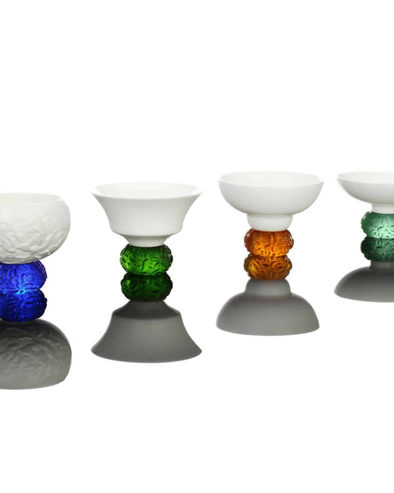 LIULI Crystal Art Bone China Sake Glass, Seasonal Treasures, Set of 4