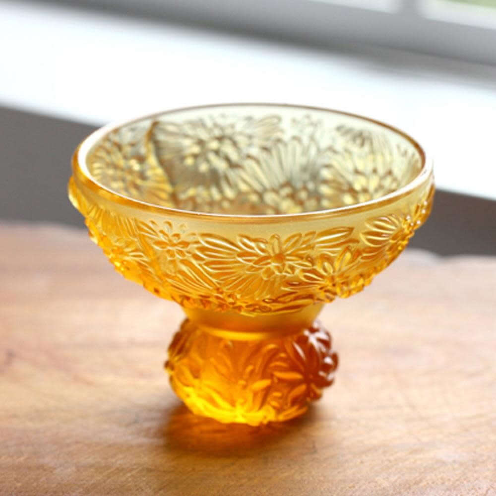 LIULI Crystal Art A Drink To Virtue (Set of 4), Sake Glass, Shot Glass (4 Designs, Same Color)