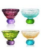 LIULI Crystal Art A Drink To Virtue (Set of 4), Sake Glass, Shot Glass (4 Designs, Mixed Color)