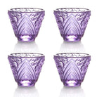 LIULI Crystal Art Crystal "To Drink Amongst Flowers" Sake Glasses, Set of 4, Clear Royal Purple