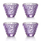 LIULI Crystal Art Crystal "To Drink Amongst Flowers" Sake Glasses, Set of 4, Clear Royal Purple