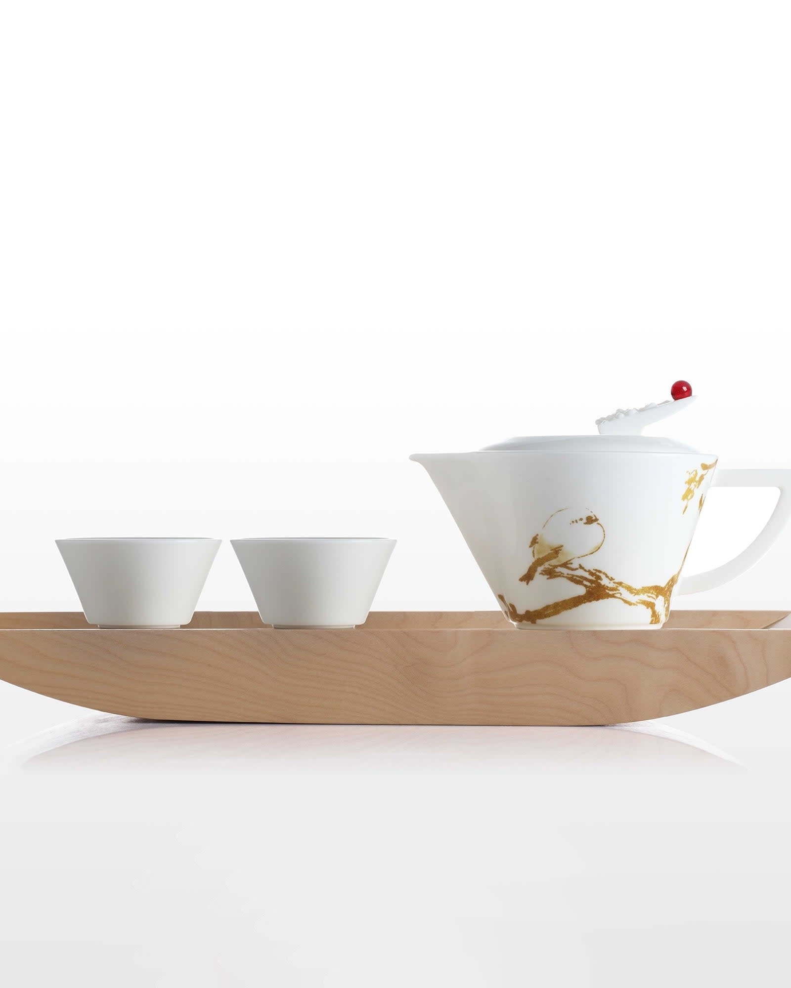 LIULI Crystal Art Tea Set, Bone China, "Plump Little Bird"