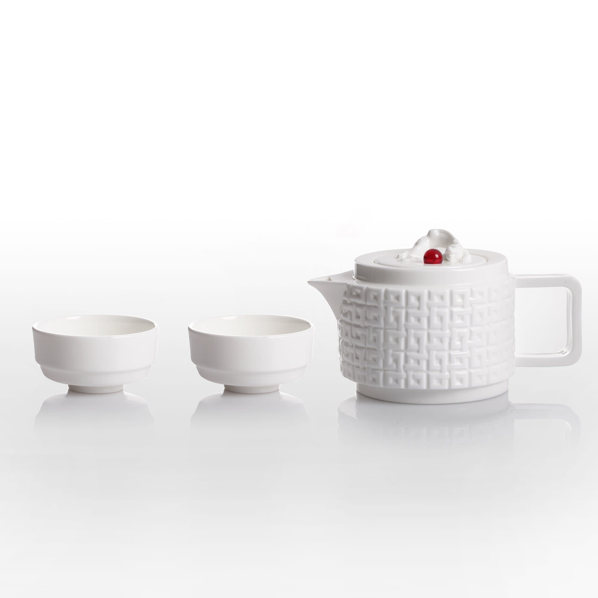LIULI Crystal Art Tea Set, Bone China, "The Wellspring Teapot"