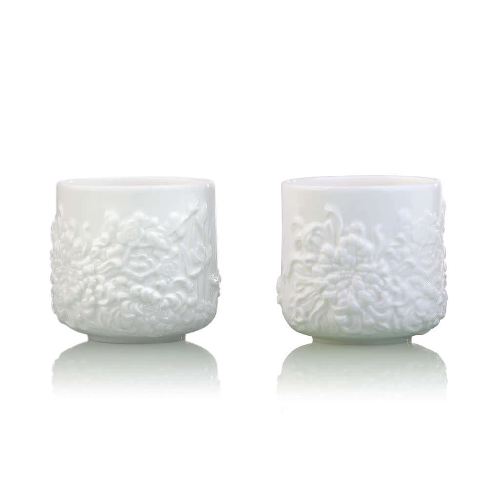 LIULI Crystal Art Bone China Tea Set - Four Seasons of Leisure (1 Teapot, 4 Teacups)