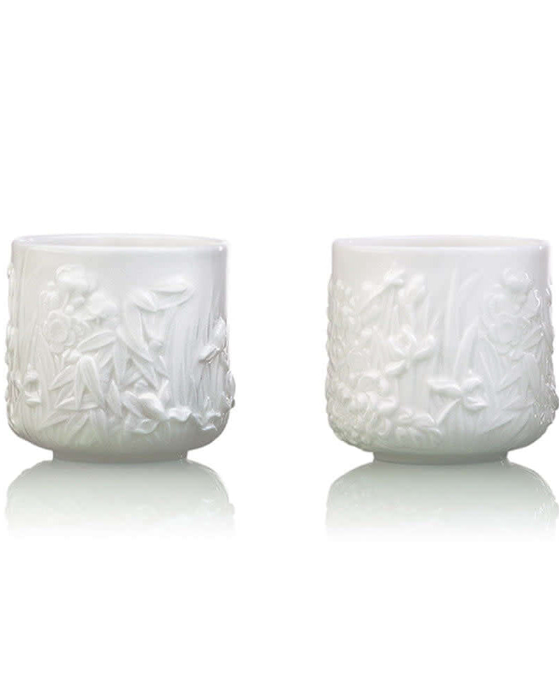 LIULI Crystal Art Bone China Tea Set - Four Seasons of Leisure (1 Teapot, 4 Teacups)