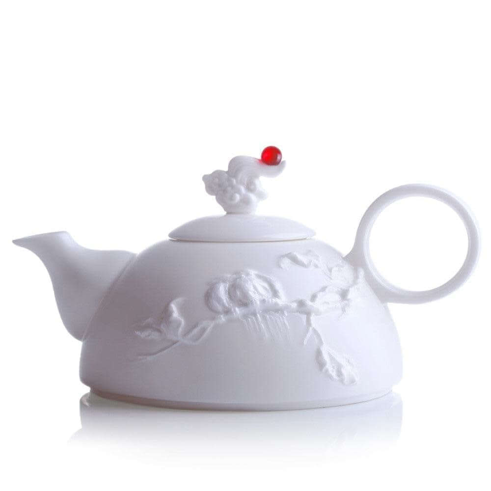 LIULI Crystal Art Bone China Tea and Coffee Set (1 Tea Pot & 4 Cups) - Autumn Mountain