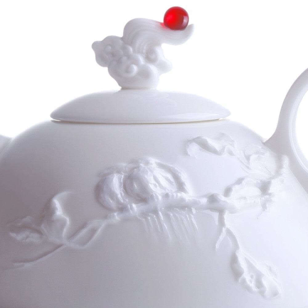 LIULI Crystal Art Bone China Tea and Coffee Set (1 Tea Pot & 4 Cups) - Autumn Mountain