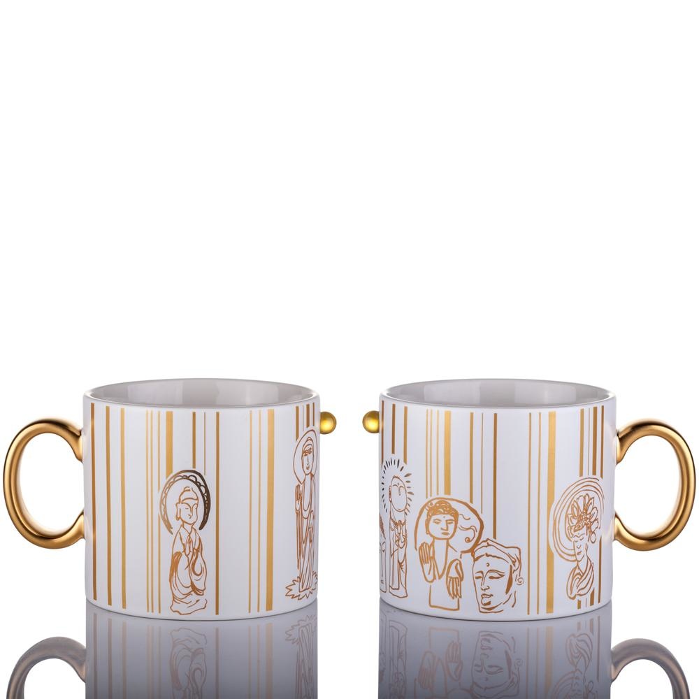 LIULI Crystal Art LIULI Bone China Tableware, Zen, Freedom Mug (Set of 2) Limited Edition