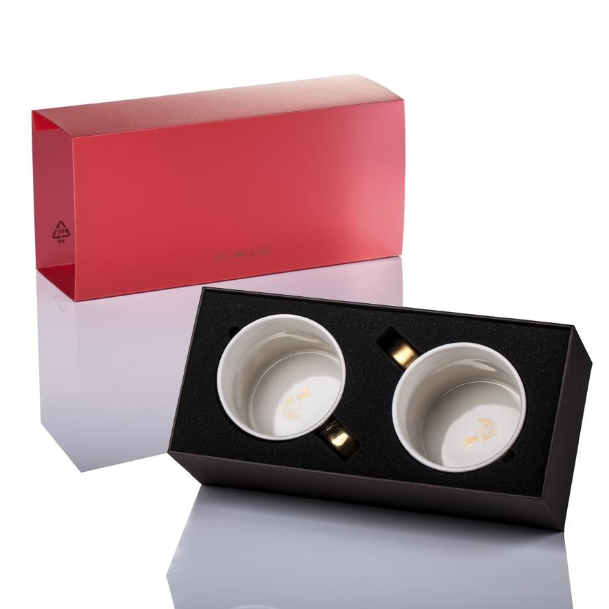 LIULI Crystal Art LIULI Bone China Tableware, Zen, Freedom Mug (Set of 2) Limited Edition