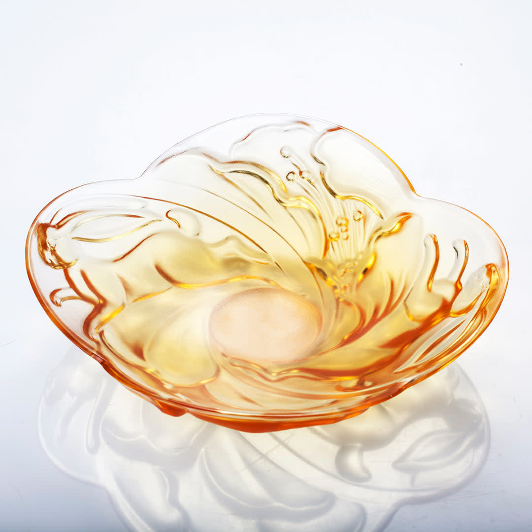 LIULI Crystal Art Crystal Ruyi Rabbit Dish, LIULI LIVING Tableware, Amber, Lunar New Year