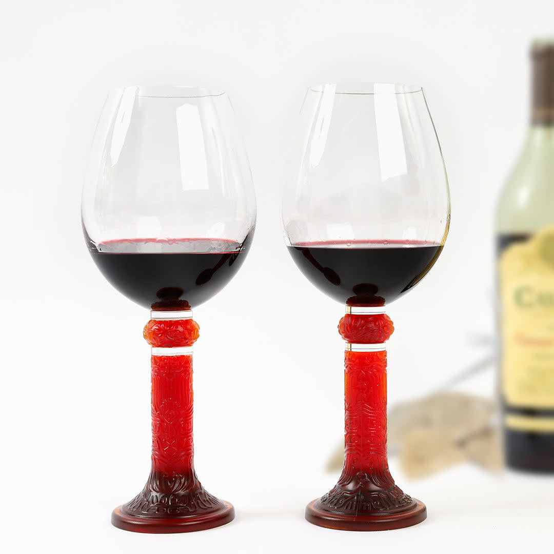 LIULI Crystal Art Crystal Wine Goblet, Bordeaux Glass, Moon Shadows (Set of 2)