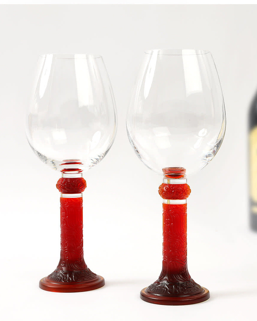 LIULI Crystal Art Crystal Wine Goblet, Bordeaux Glass, Moon Shadows (Set of 2)