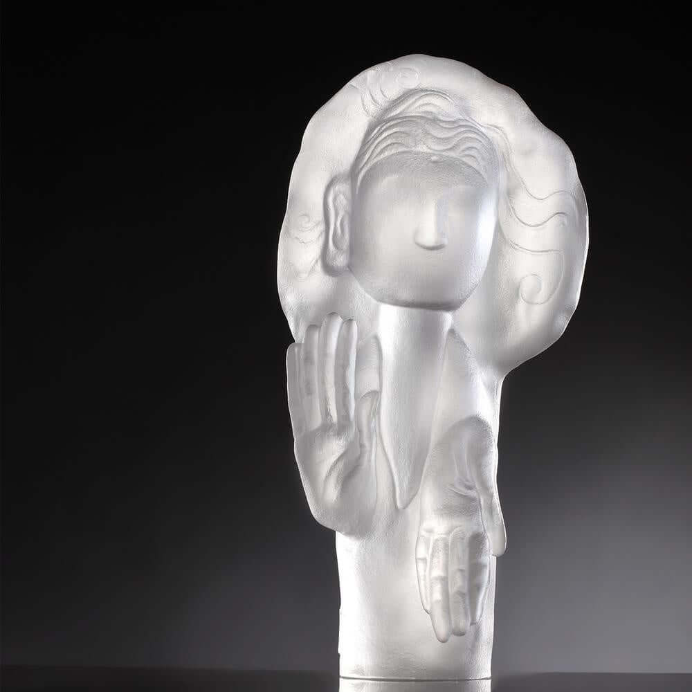 LIULI Crystal Art Crystal Buddha Figurine, "Free Mind from Knowing No Fear"